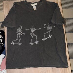 Urban Outfitters Black Skeleton Skate Tee